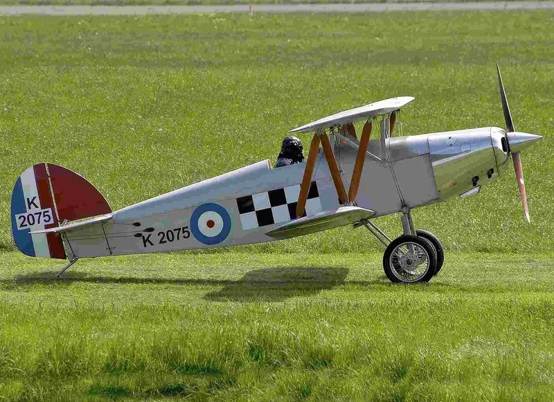 Scale model of a Hawker Fury marked K2075 on grass.