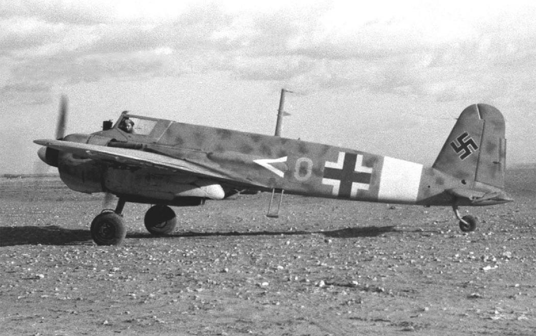 Henschel Hs 129 ground-attack aircraft in side view on the ground