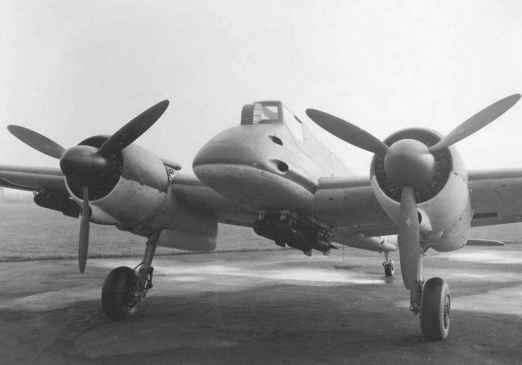 Henschel Hs 129 twin-engine aircraft photographed from the front