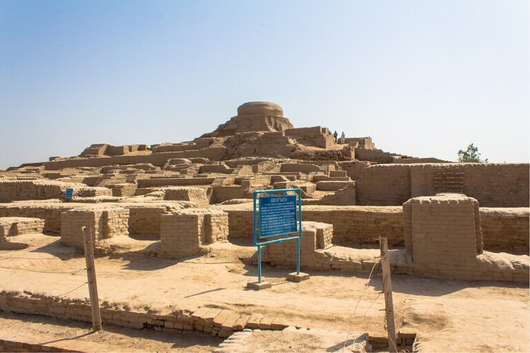 Buddhist stupa View From Great Bath Mohenjo daro