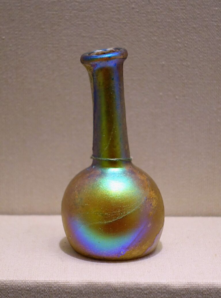 Flask, Eastern Mediterranean, 3rd 4th century AD, free blown glass California Palace of the Legion of Honor San Francisco, CA