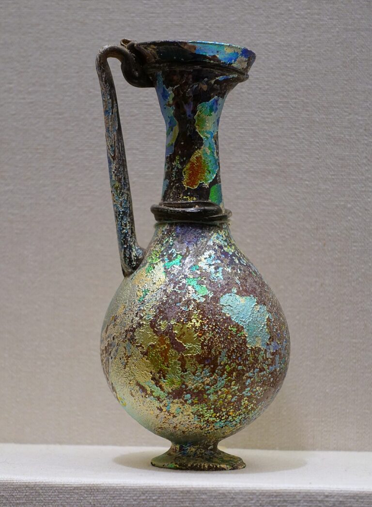 Jug, Eastern Mediterranean, 4th century AD, free blown glass with applied elements California Palace of the Legion of Honor San Francisco, CA