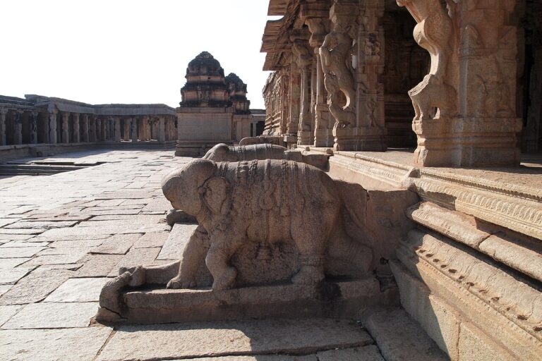 Hampi, India, Stone sculptures of Sri Krishna Temple, Ancient ruins of Hampi
