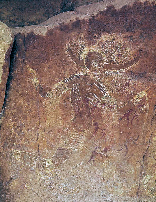 Running Horned Woman, 6, –4, B.C.E., pigment on rock, Tassili n’Ajjer, Algeria