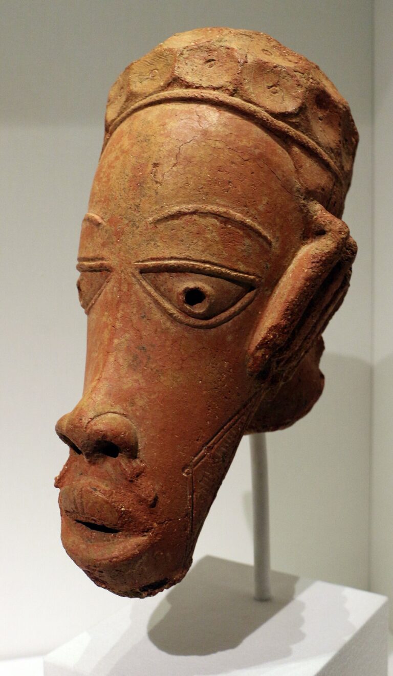 Nigeria, regione nok, testa in terracotta, ac dc ca