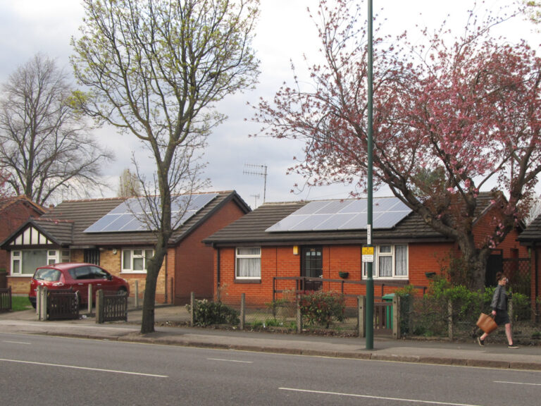 Rooftop solar panels on Nuthall Road