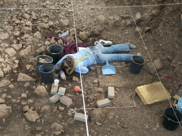Excavating Natufian strucutre at el Wad Terrace