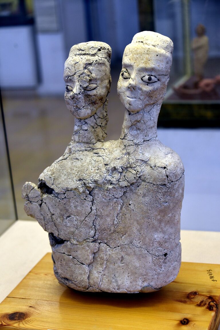 Double headed statue from Ain Ghazal, Amman, Jordan Archaeological Museum