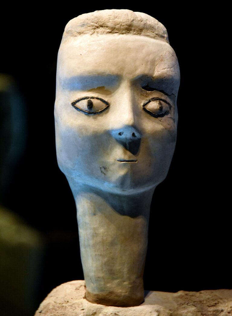 Head of a two headed statue from Ain Ghazal, Jordan Museum, Amman