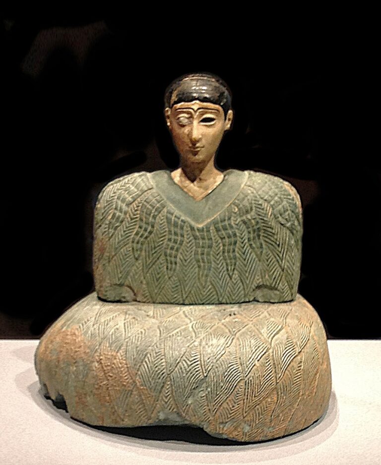 Seated Goddess, Western Central Asia, Bronze Age Bactria, late 3rd early 2nd millenium BCE, chlorite and limestone, Miho Museum, Japan