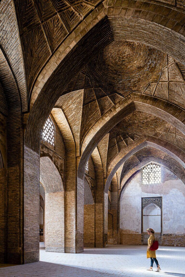A tourist lady in Jameh Mosque of Isfahan