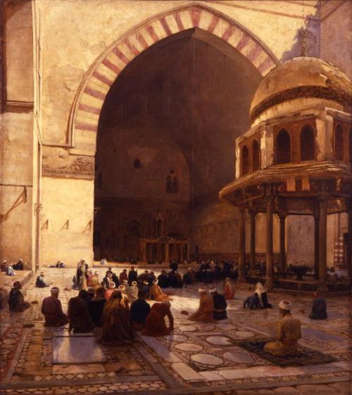 The Hour Of Prayer Interior Of The Mosque Sultan Hassan, Cairo by Joseph Farquharson