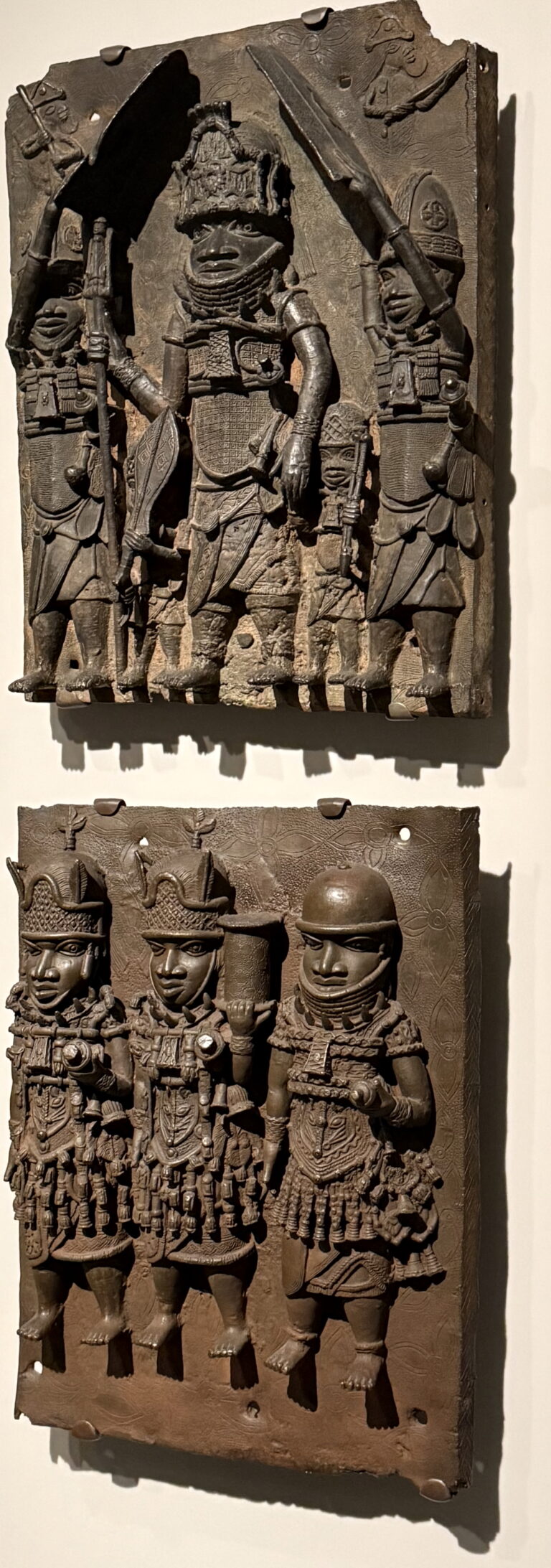 Official with attendants, 3 officials, Benin bronzes at MFA