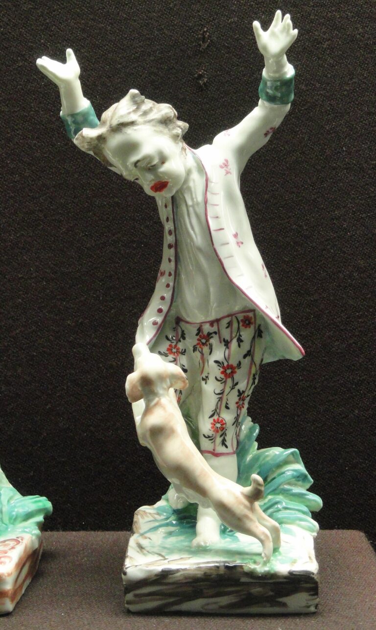 Boy frightened by a Dog, c., Bristol China Manufactory, hard paste porcelain, overglaze enamels Gardiner Museum, Toronto