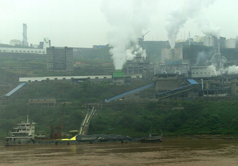 Factory in China at Yangtze River