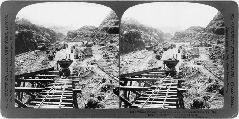 Panama Canal under construction, stereograph