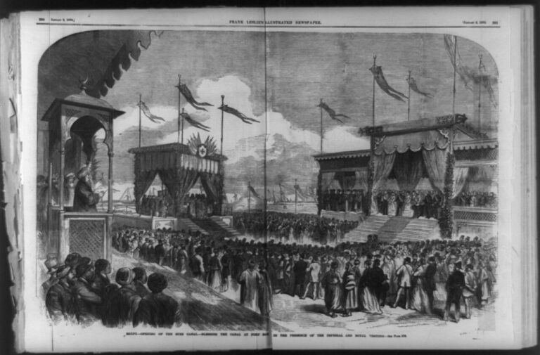 Egypt opening of the Suez Canal blessing the canal at Port Said in the presence of the imperial and royal visitors LCCN91786320