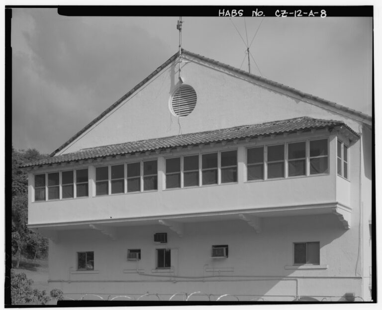 of south side enclosed porch, facing north. Marine Barracks, Panama Canal, Barracks Building, ' North of Thatcher Highway, Balboa, Former Panama Canal Zone, CZ