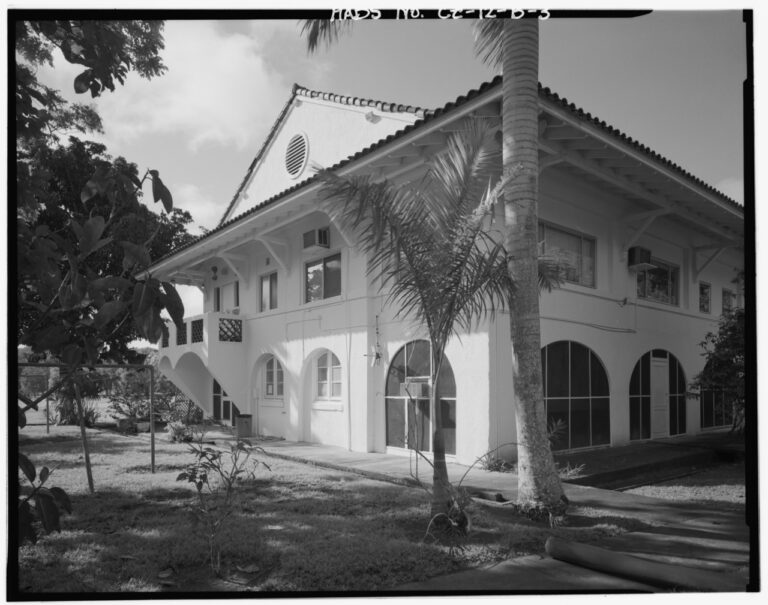 north and east sides, facing southwest. Marine Barracks, Panama Canal, Officers' Quarters, ' West of Bruja Road, Balboa, Former Panama Canal Zone, CZ