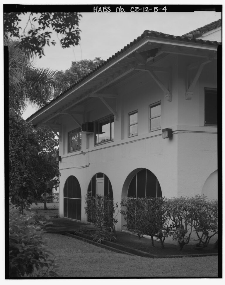 north side, facing southeast. Marine Barracks, Panama Canal, Officers' Quarters, ' West of Bruja Road, Balboa, Former Panama Canal Zone, CZ