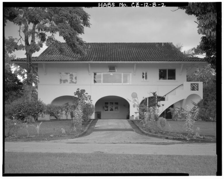 south side, facing north. Marine Barracks, Panama Canal, Officers' Quarters, ' West of Bruja Road, Balboa, Former Panama Canal Zone, CZ