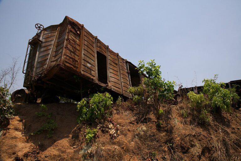 Abandoned boxcar along the TAZARA Railway in Zambia