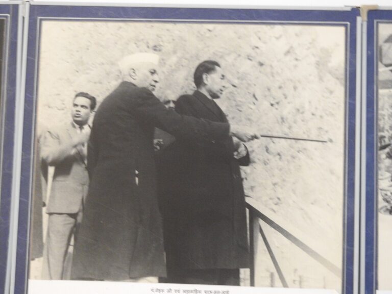 Pt. Jawaharlal Nehru at Bhakra Dam during its construction