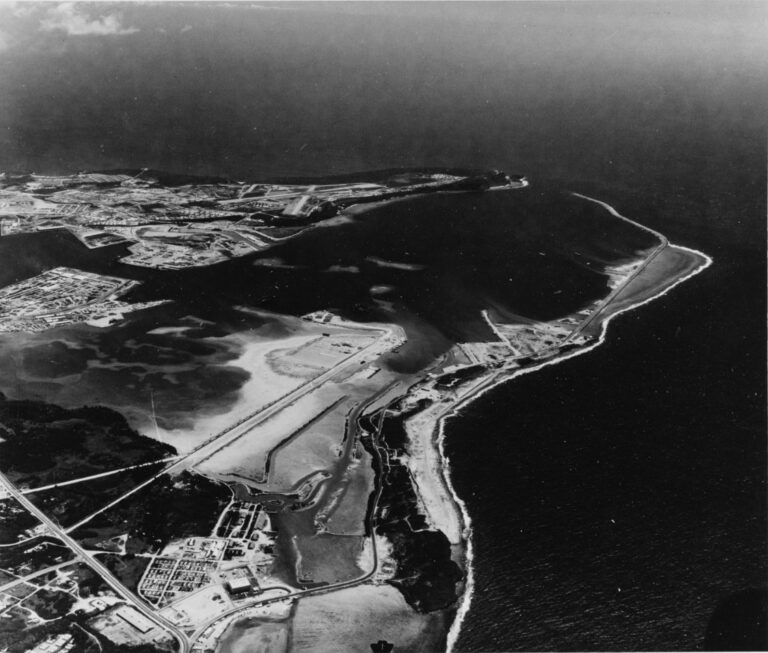 Aerial view of Apra Harbor in 1950