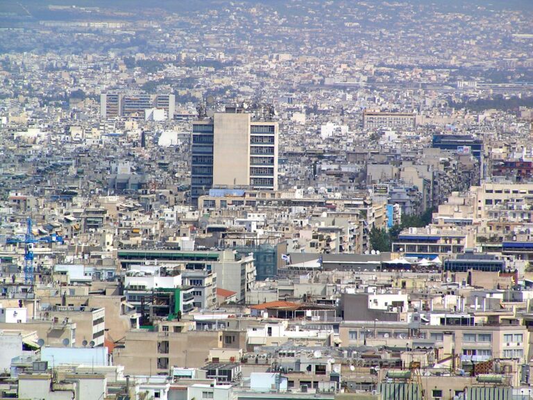 Dense city blocks in Athens