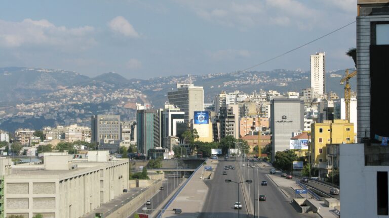 Beirut roadway and towers