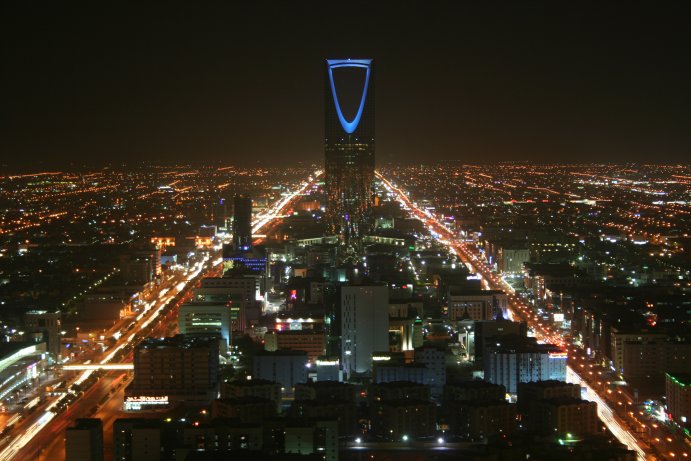 Kingdom Centre over Riyadh at night