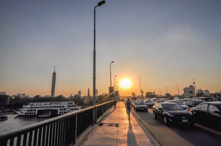 Sunset traffic on the 6th of October Bridge