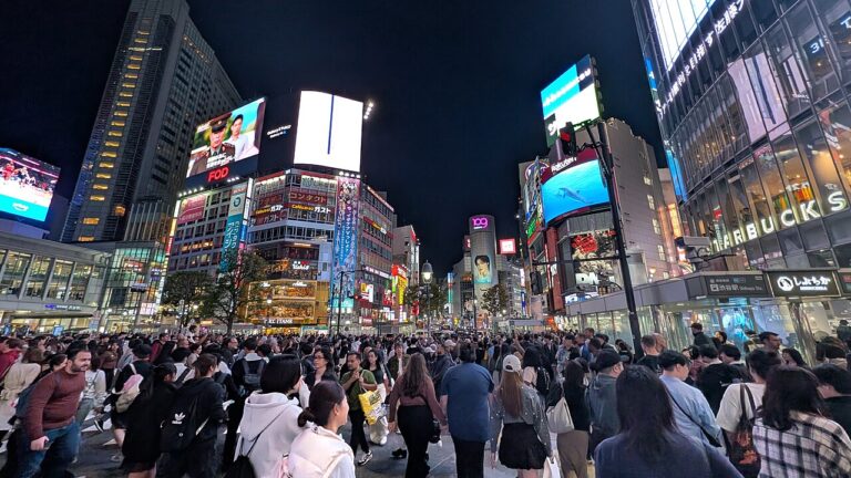Shibuya crossing at night