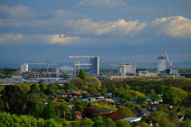 Christchurch skyline with construction cranes
