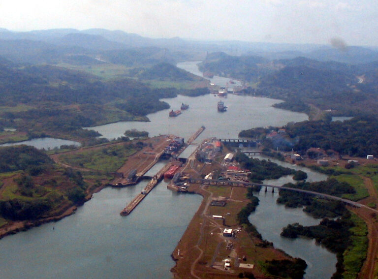 Miraflores locks on the Panama Canal