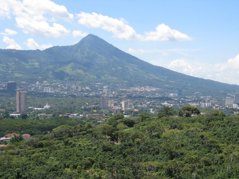 San Salvador skyline beneath the volcano