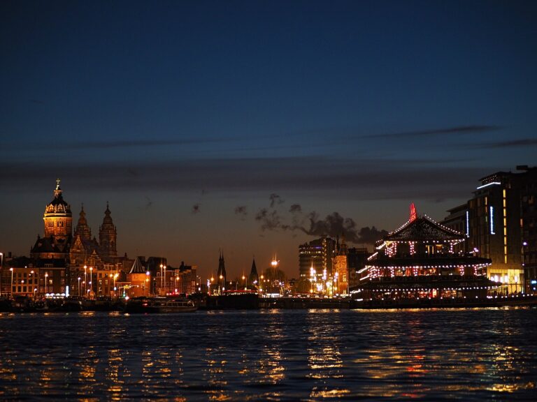 Amsterdam waterfront at night