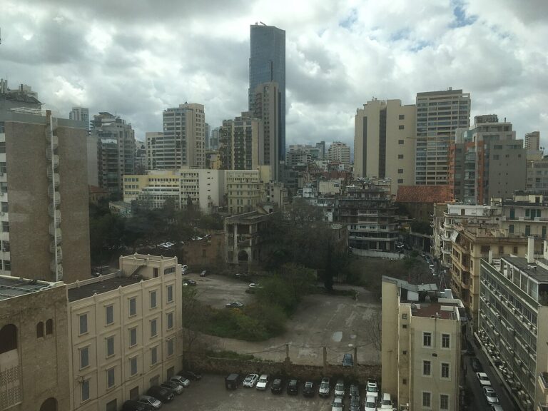 Beirut city blocks under cloud