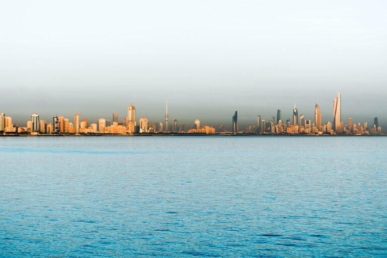 Kuwait City skyline across the gulf