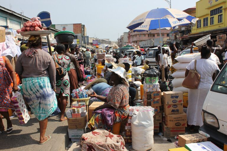 Street market outside Makola Market in Accra
