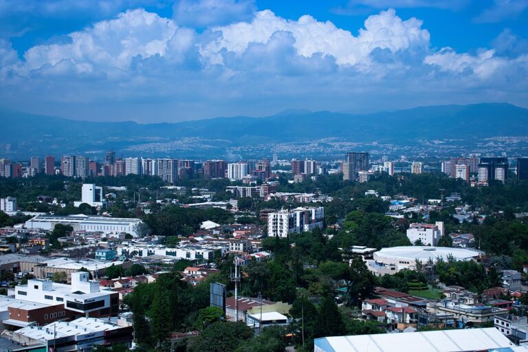 Guatemala City skyline with mountain backdrop