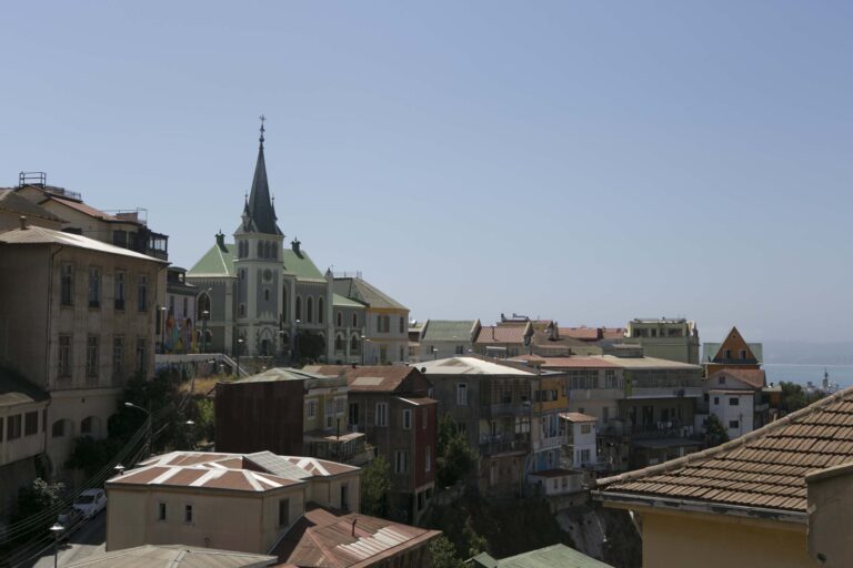Valparaiso hillside neighborhood and church spire