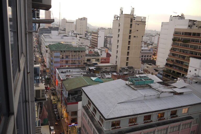 Guayaquil downtown blocks at dusk