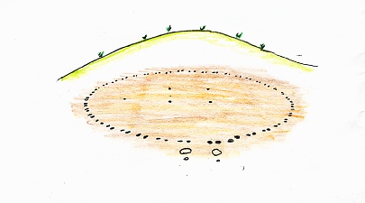 Postmolds of a paired post circular structure in submound surface beneath an adena mound