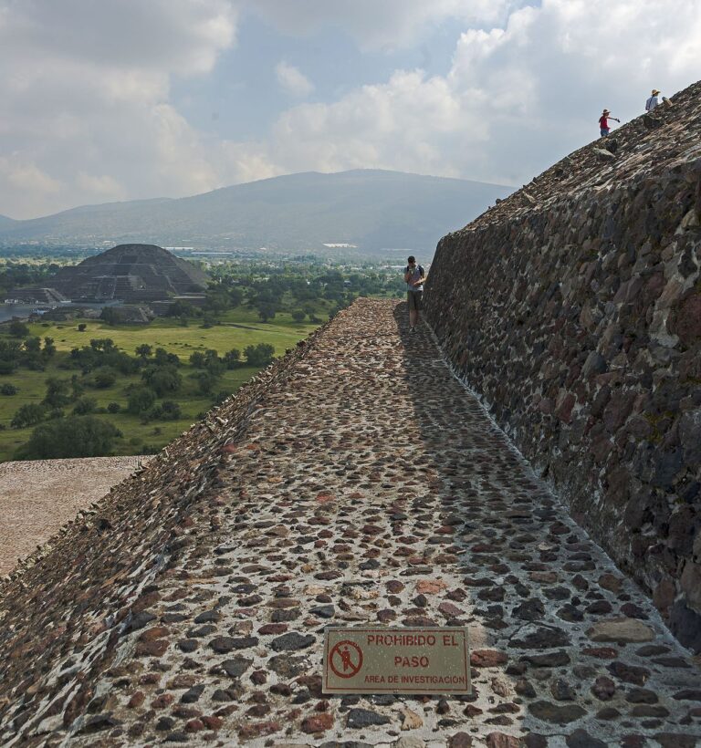 View along terrace of Pyramid of the Sun, Teotihuacan