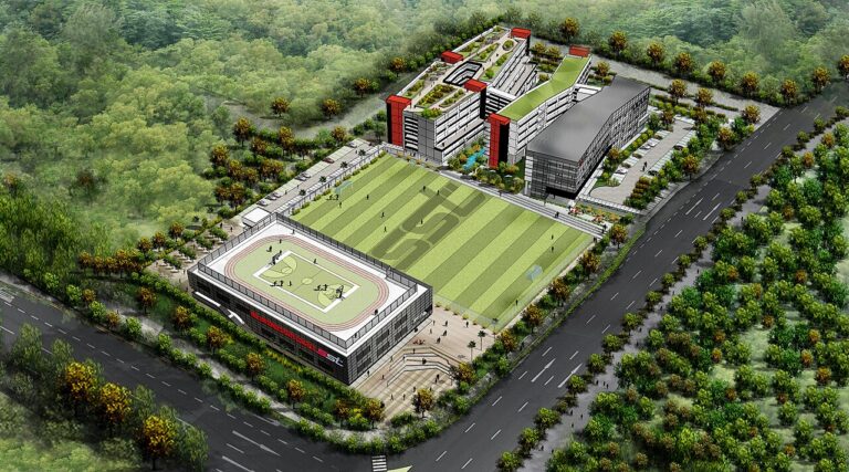 Illustration of the aerial view of the new campus of the School of Science and Technology, Singapore
