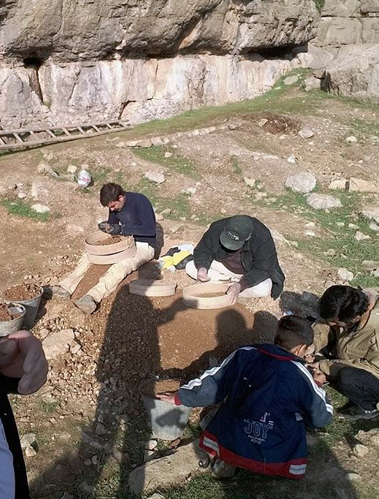 Excavation at Paleolithic site of Bawa Yawan, Zagros, Iran