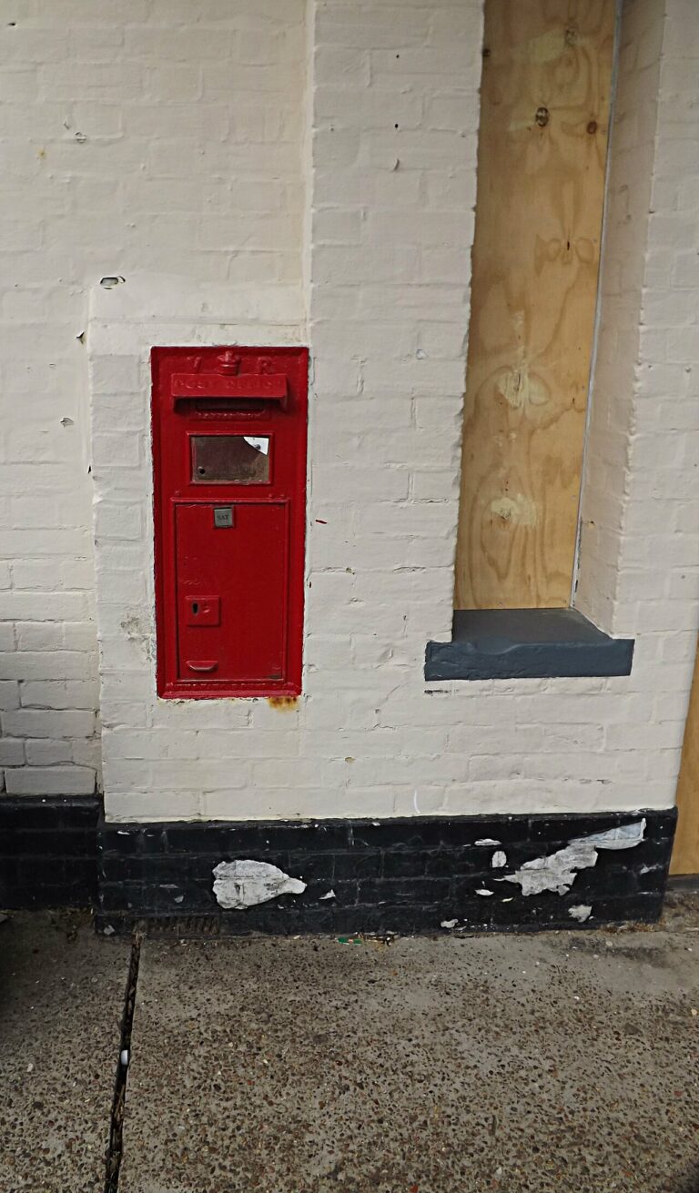 Railway Station Victorian Postbox at Saxmundham Railway Station