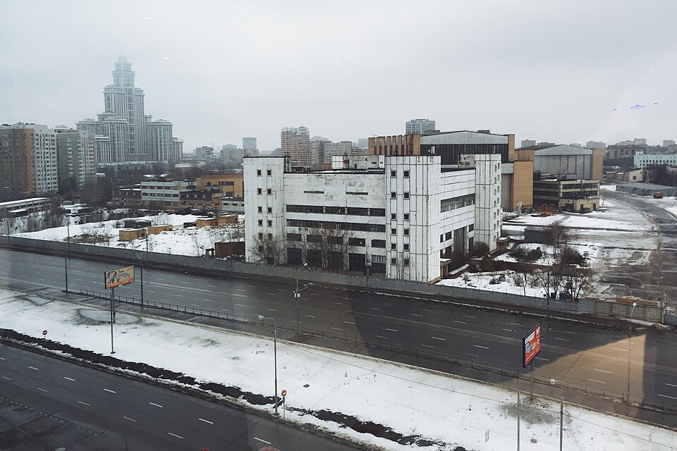 Ilyushin plant on Khodynka Field in Moscow, showing the company's production and design infrastructure in an urban industrial setting.