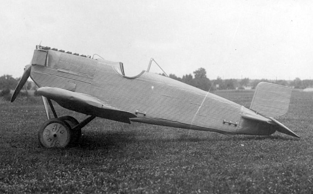 Junkers D.I all-metal monoplane fighter in side view on the ground